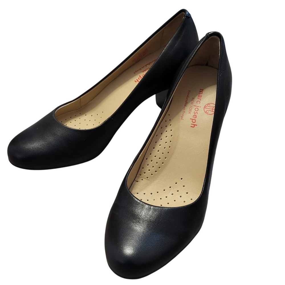 Marc Joseph New‎ York Midtown Leather Pump Black Block Heel Women Size 6